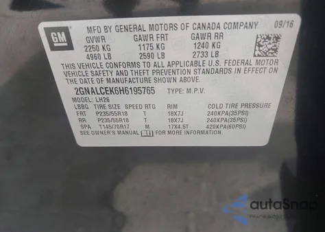 2017 Chevrolet Equinox Lt from USA, damaged, VIN 2GNALCEK6H6195765